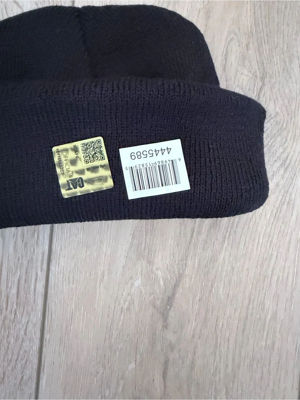 CAT Caterpillar Black Embroidered Logo Cuffed Beanie